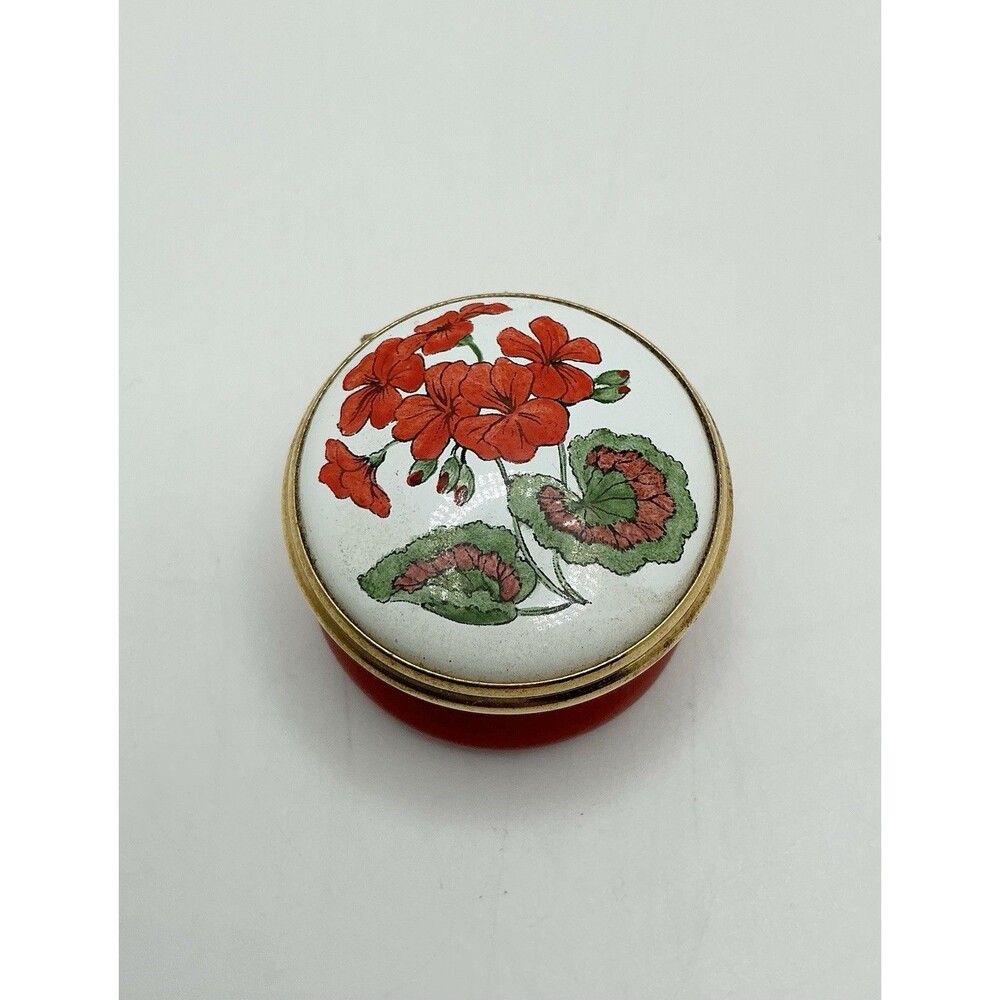 T.K.S. 1801 Grand Hotel Mackinac Island Geranium Enamel Trinket Pill Ring Box